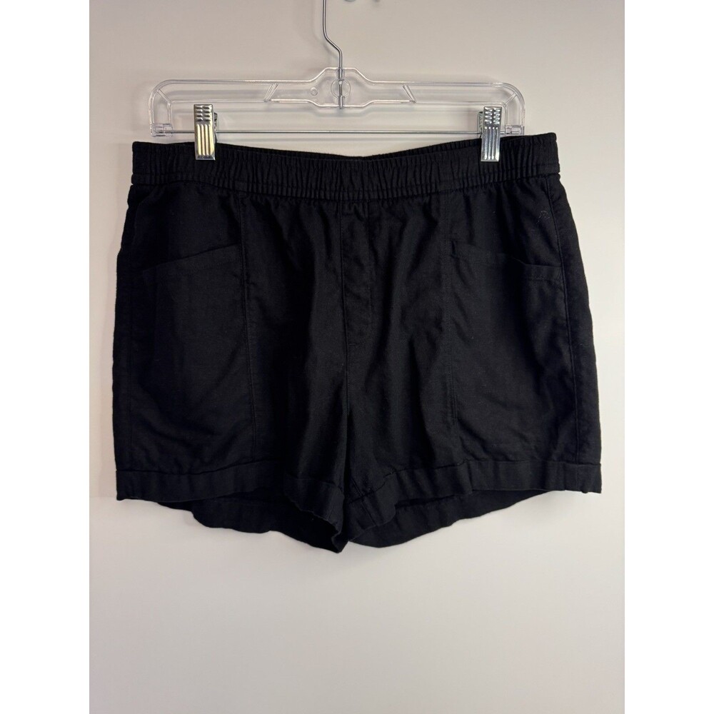 New NWOT Old Navy Pull On High Rise Linen Blend Shorts Black Size Medium